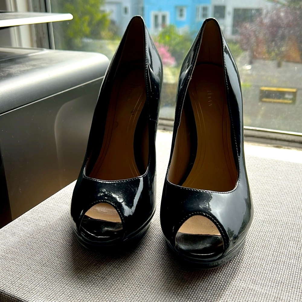 Cole Haan Patent Leather Peep Toe Heels